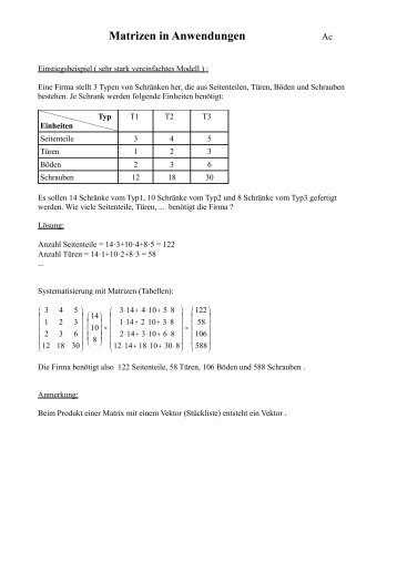 Anwendungen zur Matrizenrechnung - K-achilles.de