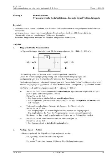 Übung 3 Fourier-Reihen Trigonometrische ... - Thomas Borer