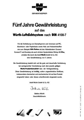 Fünf Jahre Gewährleistung