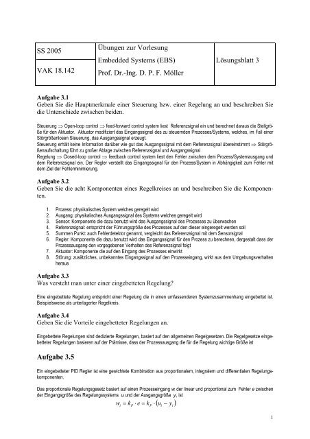 (EBS) Prof. Dr.-Ing. DPF Möller Lösungsblatt 3 Aufgabe 3.5