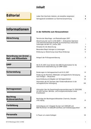 Ausgabe 12/2006 - Kassenärztliche Vereinigung Sachsen