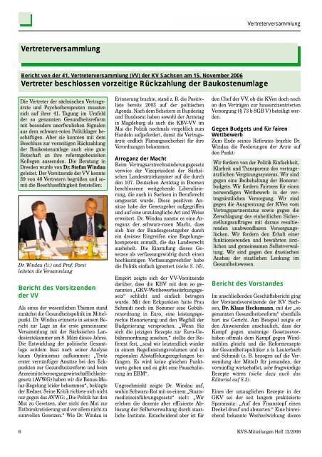 Ausgabe 12/2006 - Kassenärztliche Vereinigung Sachsen