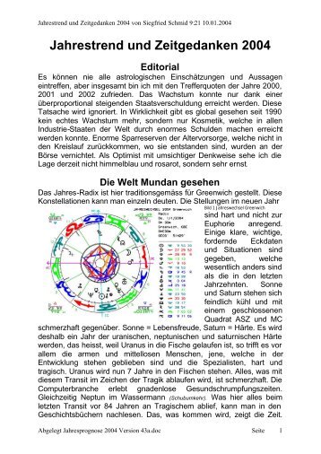 Jahresprognose 2004 - Astro-Sesam