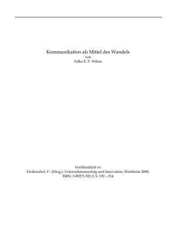 Kommunikation als Motor des Wandels