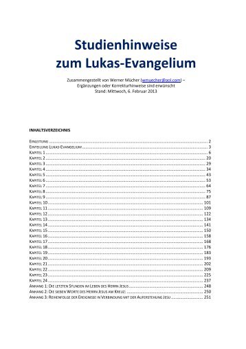 Studienhinweise zum Lukas-Evangelium - Christen in Gummersbach