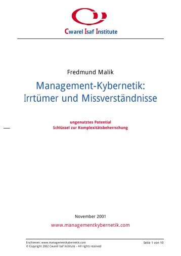 Management-Kybernetik - Das Cwarel Isaf Institute