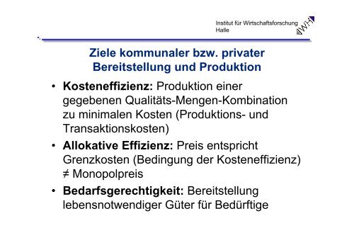 (IWH Halle): Effizienz und Privatisierung kommunaler Leistungen