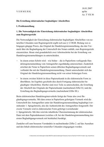 Einreichung elektronischer Abschriften - Notarkammer