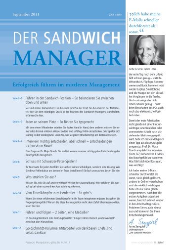 Artikel in 'ZKZ': Der Sandwich Manager - Maja Storch