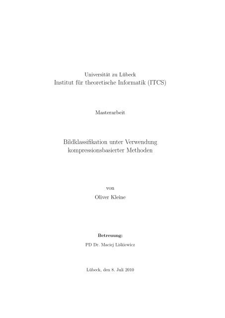 Bildklassifikation unter Verwendung kompressionsbasierter Methoden