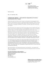 Chemie des Lebens» - international angesehene Forscher ... - SCNAT