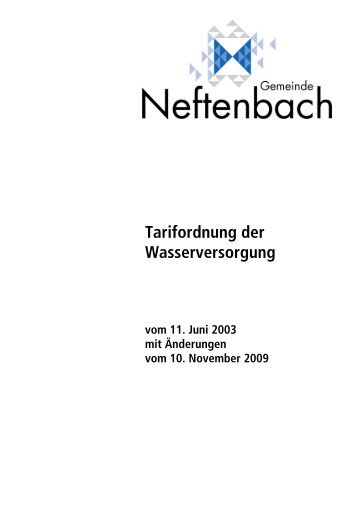 Wasserversorgung Tarifordnung