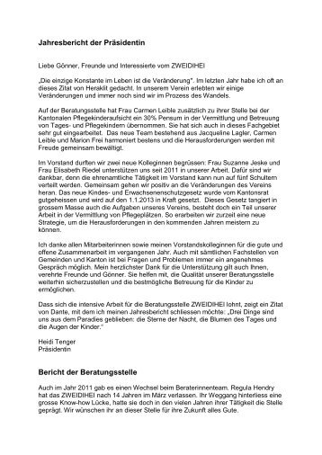Jahresbericht der Präsidentin - zweidihei.ch