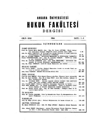 HUKUK FAKÜLTESİ - Ankara Üniversitesi Hukuk Fakültesi Dergisi