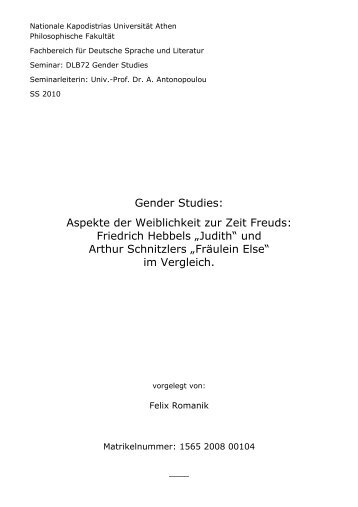Gender Studies: Aspekte der Weiblichkeit zur Zeit ... - Monologue