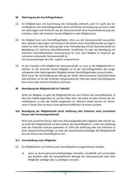 Satzung - Gemeinnützige Wohnungsbaugenossenschaft der ...