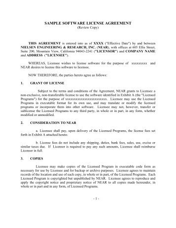 licensing agreement sample