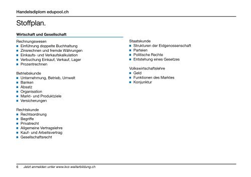 Handelsdiplom edupool.ch - KV Zürich Business School