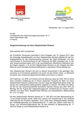 Brief an den Vorsitzenden des Untersuchungsausscusses 18/3