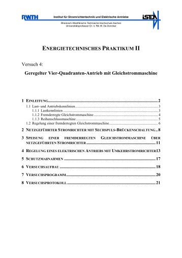 Geregelter Vier-Quadranten-Antrieb mit Gleichstrommaschine