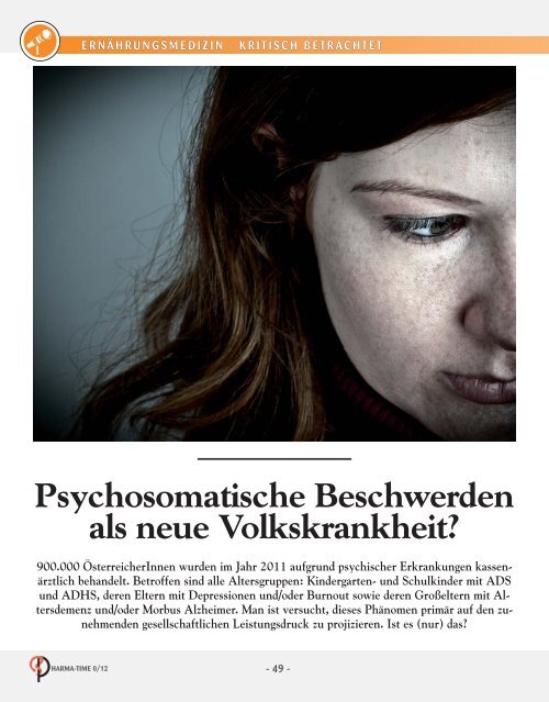 Psychosomatische Beschwerden als neue Volkskrankheit - Cogito ...