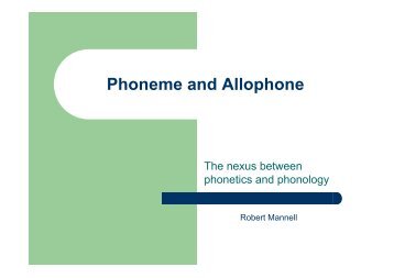 Phoneme and Allophone - Speech Resource Pages