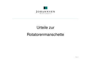 Urteile zur Rotatorenmanschette - Kanzlei Johannsen