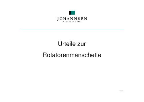 Urteile zur Rotatorenmanschette - Kanzlei Johannsen