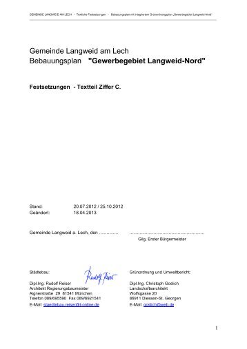 Gemeinde Langweid am Lech Bebauungsplan "Gewerbegebiet ...