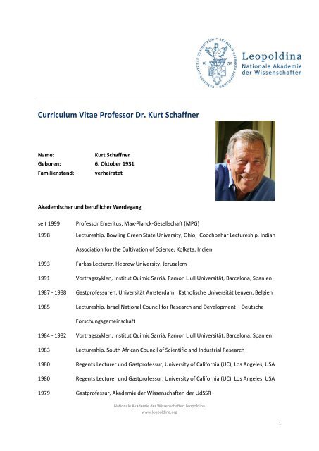 CV Kurt Schaffner - Deutsch (pdf) - Leopoldina