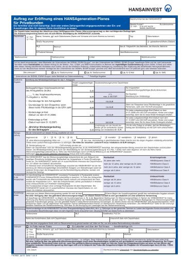 Eröffnungsantrag HANSAgeneration-Plan Formular-Nr. - Vd-west.de