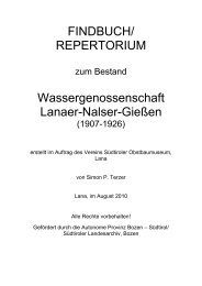 FINDBUCH/ REPERTORIUM Wassergenossenschaft ... - Archiv.Lana