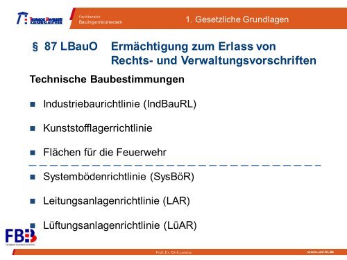 1. Gesetzliche Grundlagen - Fachbereich - Bauingenieurwesen