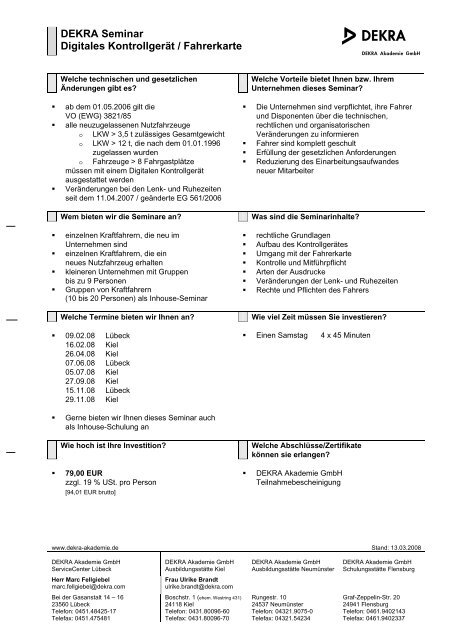 DEKRA Seminar Digitales Kontrollgerät / Fahrerkarte - Logistikportal ...