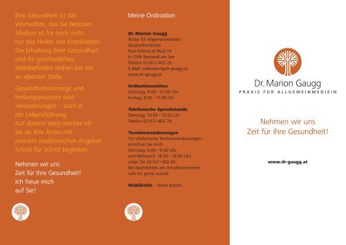 Ordinationsfolder - Ordination Dr. Marion Gaugg