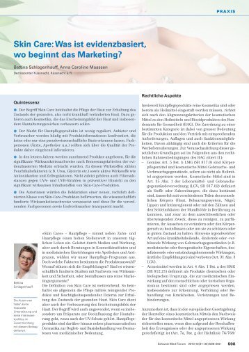 Skin Care: Was ist evidenzbasiert, wo beginnt das Marketing ...