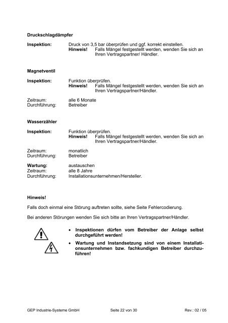 Betriebs- und Installationsanleitung - Gep-h2o.de