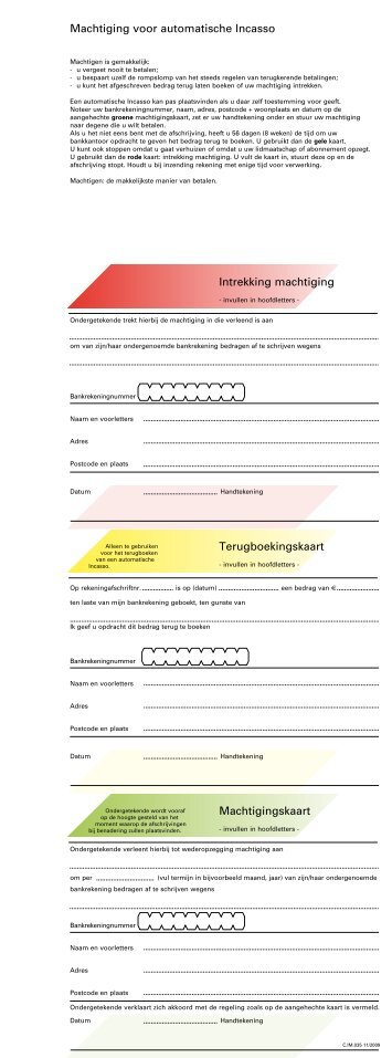 Machtiging voor automatische Incasso Intrekking machtiging ... - Talis