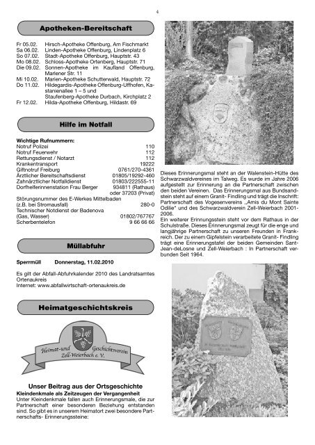 Mitteilungsblatt der Ortsverwaltung Zell-Weierbach