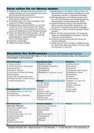 Checkliste vor der Abreise - Reisebüro Menziken AG