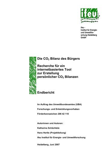 Die CO2 Bilanz des Bürgers Recherche für ein internetbasiertes ...