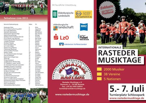 Flyer - Rasteder Musiktage