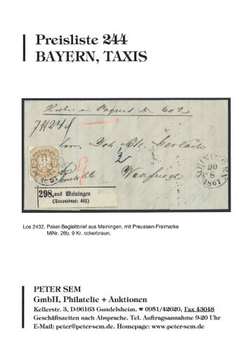 Auktionsheft 244.indd - Peter Sem, Klassik Philatelie & Auktionen