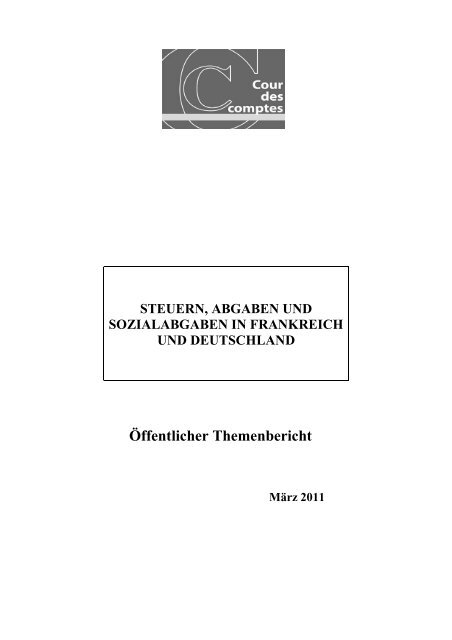 Steuern Abgaben Und Sozialabgaben In Cour Des Comptes
