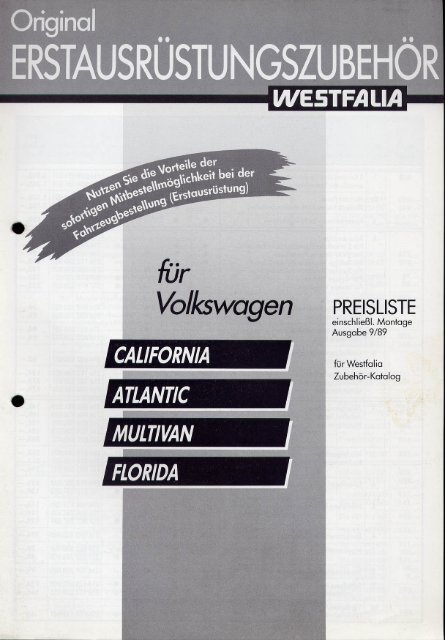 Original Erstausrüstungszubehör Westfalia.pdf - VW T3 Atlantic IG