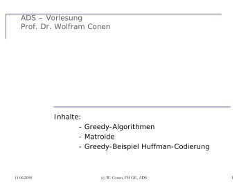 ADS – Vorlesung Prof. Dr. Wolfram Conen