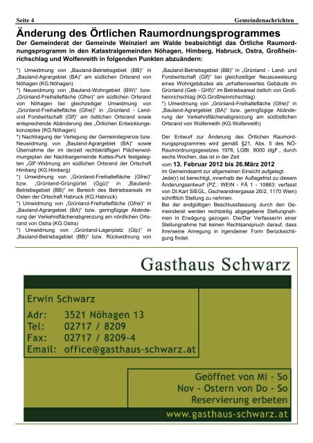 Gemeindezeitung 4. Ausgabe 2011 - Gemeinde Weinzierl am Walde