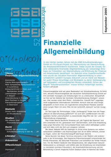Finanzielle Allgemeinbildung - ASB Schuldnerberatungen GmbH
