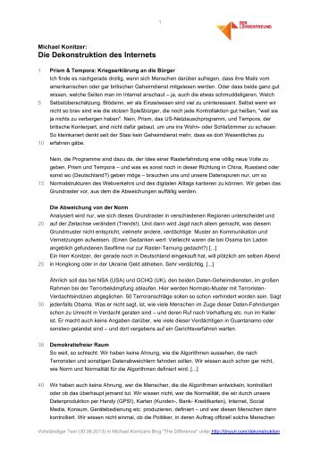 Die Dekonstruktion des Internets (PDF) - Der Lehrerfreund