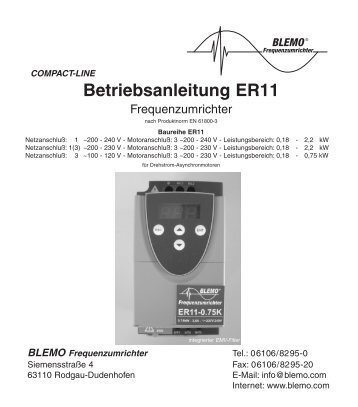 Betriebsanleitung ER11 - Blemo